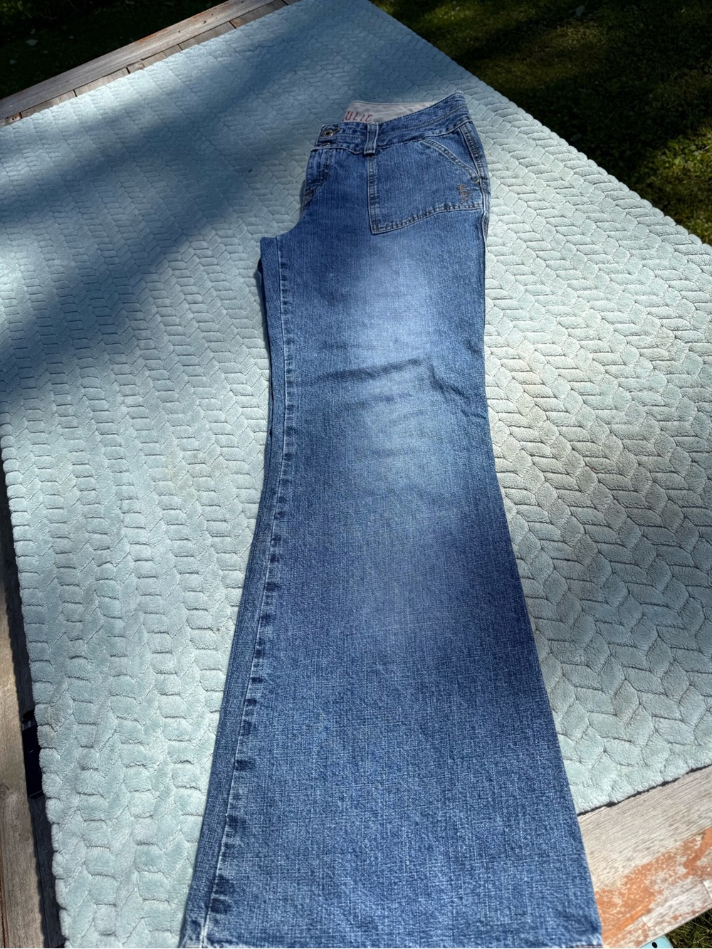 Vintage Y2K Hydraulic Jeans 100% Cotton Rigid Denim Blue Size 10 Wide Flare - Picture 3 of 14